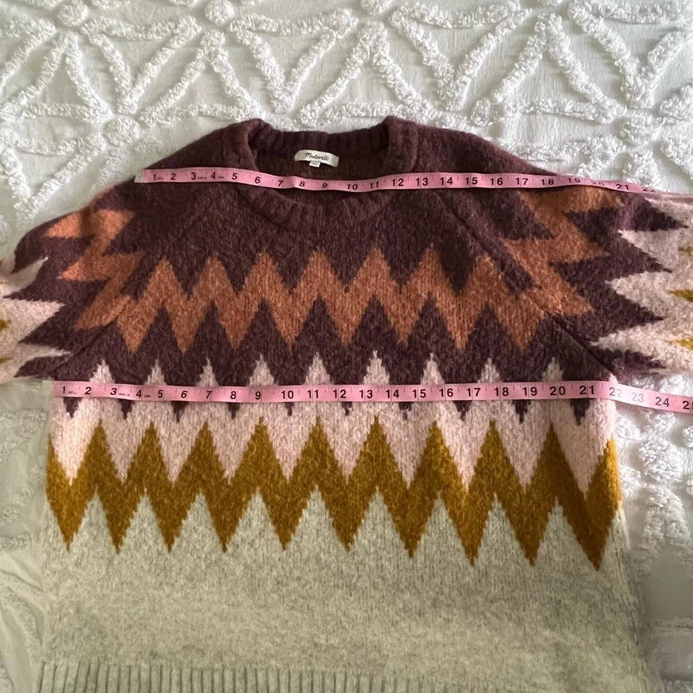 Madewell Womens Fair Isle Sweater Chevron Wool Alpaca Stretch Knit Size Medium - Picture 9 of 10